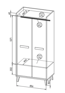 Šatníková skriňa Verso W1 Riveria Dub/biela/antracit