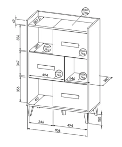 Regál Verso W5 Riveria Dub/biela/antracit