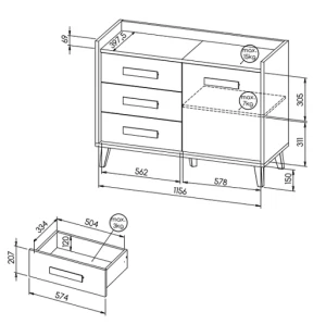 Komoda Verso W6 Riveria dub/biela/antracit