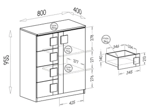 80 cm komoda Gumi G3 biela/antracitová