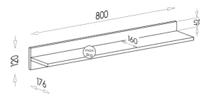 Závesná polica 80 cm Gumi G5 Antracit