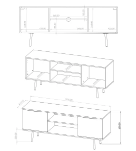 RTV skrinka do obývačky 150 cm Pinelli PN-04 Čierny grafit/Captains Deck