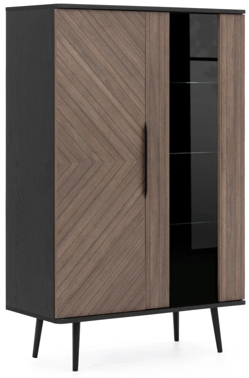 Vitrína do obývačky 90 cm Pinelli PN-05 Čierny grafit/Captains Deck