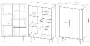 Vitrína do obývačky 90 cm Pinelli PN-05 Čierny grafit/Captains Deck