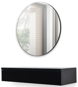 Toaletný stolík so závesným zrkadlom do spálne Navene NV-01/NV-02 Čierny mat/čierny lesk