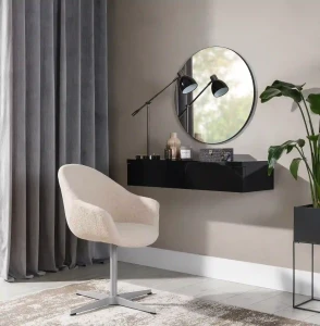 Okrúhle závesné zrkadlo na toaletný stolík 70 cm Navene Čierny matný