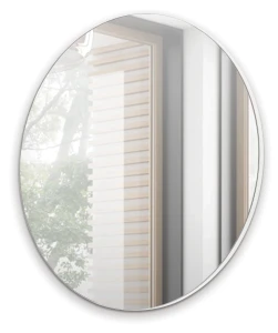 Okrúhle závesné zrkadlo na toaletný stolík 70 cm Navene Biely matný