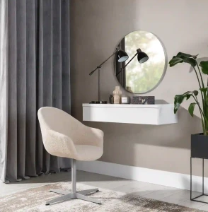 Okrúhle závesné zrkadlo na toaletný stolík 70 cm Navene Biely matný