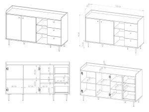 Komoda Vasina VS01 do obývačky s 3 zásuvkami Brandy Castello