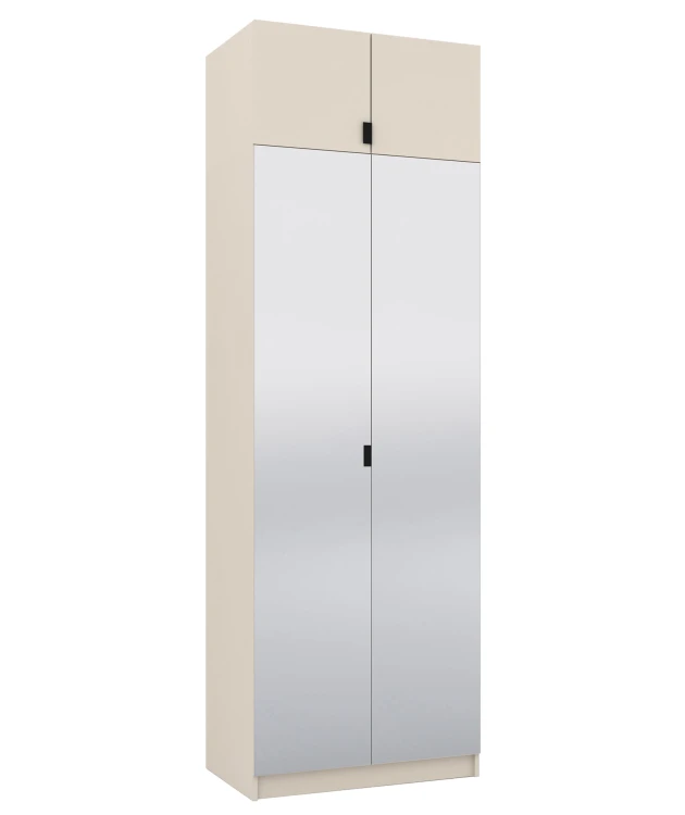 Šatníková skriňa s 2 zrkadlami a nadstavcom 80 cm k modulovej šatníkovej skrini Foxen Cashmere