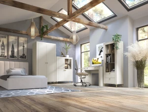 Šatní skříň do ložnice Mossa MO1 Kašmír/dub whisky