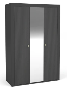 Zrcadlová šatní skříň Mossa MO2 Černá/dub whisky