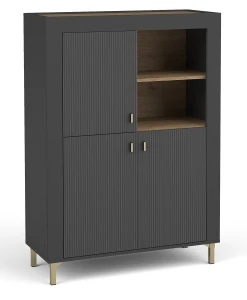 Komoda do obývacího pokoje Mossa MO5 Černá/dub whisky