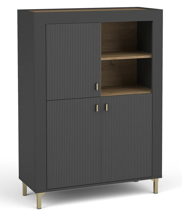 Komoda do obývacího pokoje Mossa MO5 Černá/dub whisky