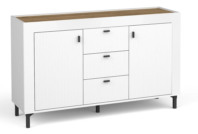 Komoda se zásuvkami do obývacího pokoje Mossa MO6 Bílý/dub whisky