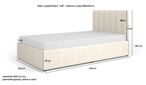 Jednolůžková postel s matrací20x200 Mossa MO12 Šedá