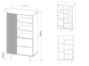 Regál do obývačky Nubia R1D2SZ Čierny matný