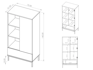 Regál do obývačky Querty Hickory