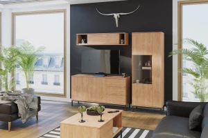 Závesná skriňa do obývačky Querty Hickory