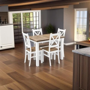 Stôl so 4 stoličkami Z055 Biela/Oak lefkas