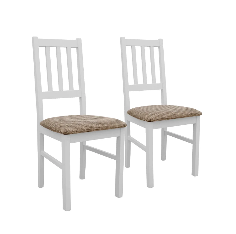 Sada 2x drevená stolička BOS04 Biela/Béžová