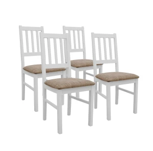 Sada 4x drevená stolička BOS04 Biela/Béžová