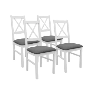 Sada 4x drevená stolička NIL10 Biela/Grafitová