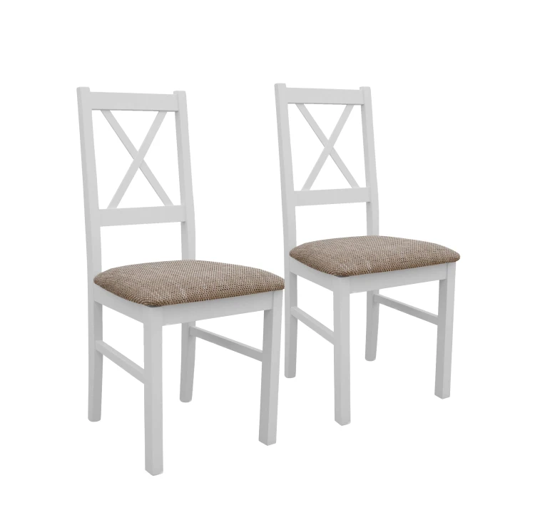 Sada 2x drevená stolička NIL10 Biela/Béžová