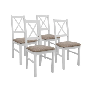 Sada 4x drevená stolička NIL10 Biela/Béžová