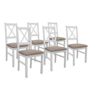 Sada 6x drevená stolička NIL10 Biela/Béžová