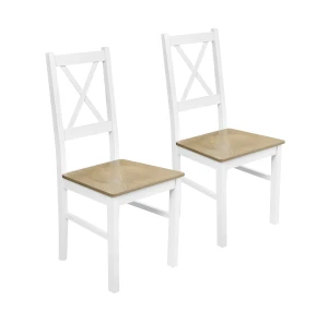Sada 2x drevená stolička NIL10D Biela/Dub Grandson