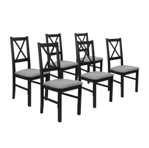 Sada 6x drevená stolička NIL10 Čierna