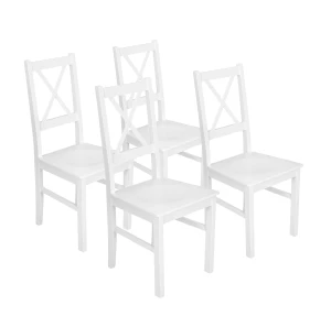 Sada 4x drevená stolička NIL10D Biela