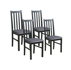 Sada 4x drevená stolička BOS10 Čierna/Sivá
