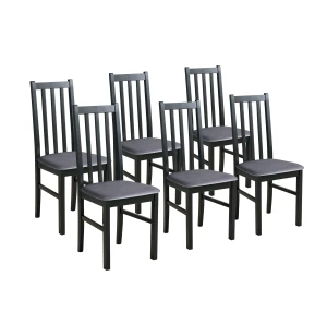 Sada 6x drevená stolička BOS10 Čierna/Sivá