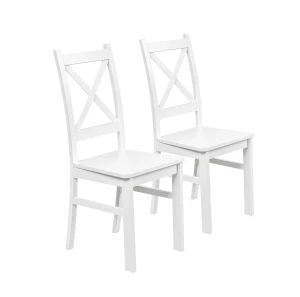 Sada 2x drevená stolička KRT Biela/Biela
