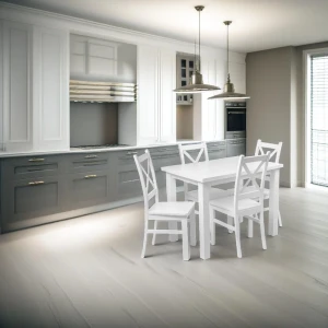 Sada 4x drevená stolička KRT Biela/Biela