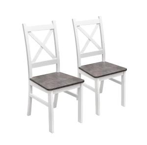Sada 2x drevená stolička KRT Biela/Beton