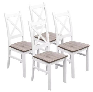 Sada 4x drevená stolička KRT Biela/San Remo
