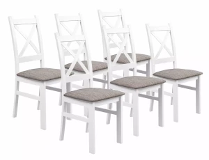 Sada 6x drevená stolička KRZ Biela/Svetlohnedá