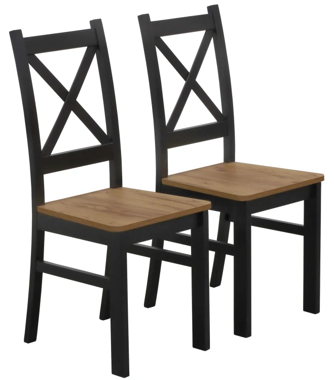 Set 2x drevené stoličky KRT čierna/dub Craft