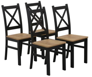 Set 4x drevené stoličky KRT čierna/dub Craft
