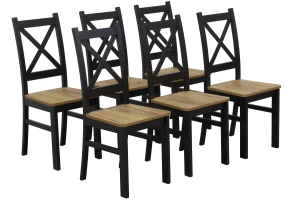 Set 6x drevené stoličky KRT čierna/dub Craft