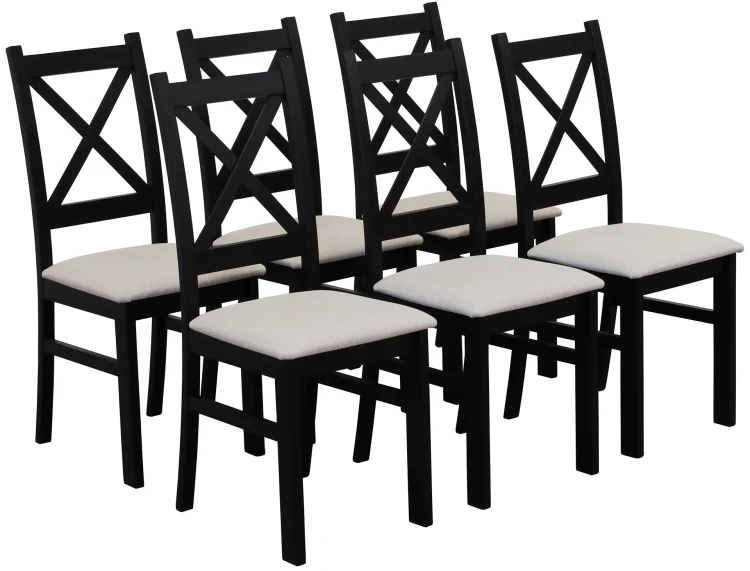 Set 6x čalúnené stoličky KRZ čierna/béžová