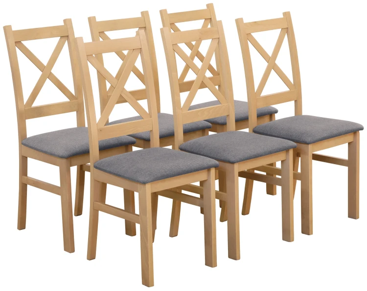 Set 6x čalúnené stoličky KRZ dub Artisan/sivá