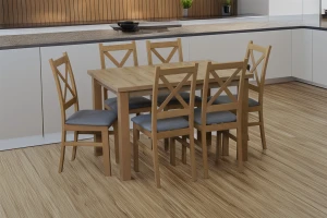 Set 6x čalúnené stoličky KRZ dub Artisan/sivá