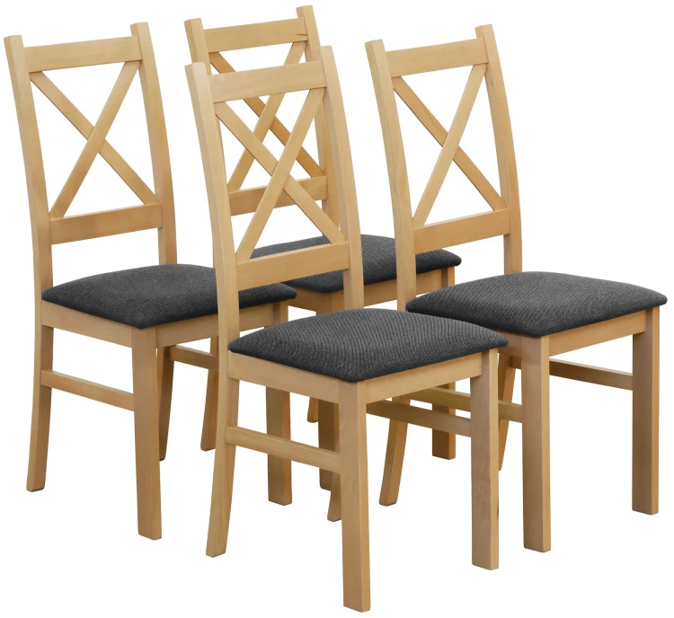 Set 4x čalúnené stoličky KRZ dub Artisan/grafit