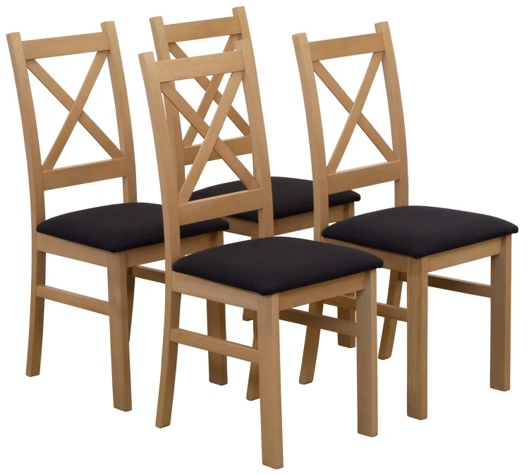 Set 4x čalúnené stoličky KRZ dub Artisan/čierna