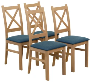 Set 4x čalúnené stoličky KRZ dub Artisan/tyrkysová