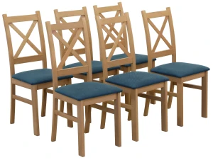 Set 6x čalúnené stoličky KRZ dub Artisan/tyrkysová